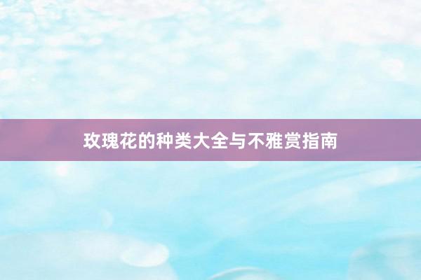 玫瑰花的种类大全与不雅赏指南